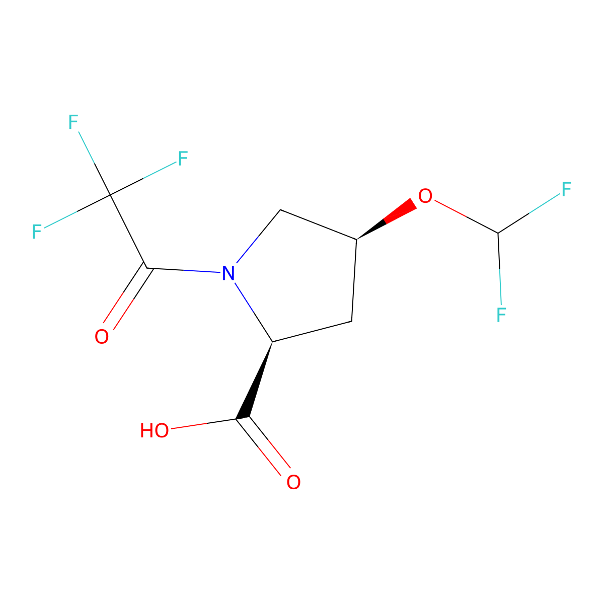 (2S,4S)-4-(difluoromethoxy)-1-(2,2,2-trifluoroacetyl)pyrrolidine-2-carboxylic acid molecular structure, CAS 2913176-86-8