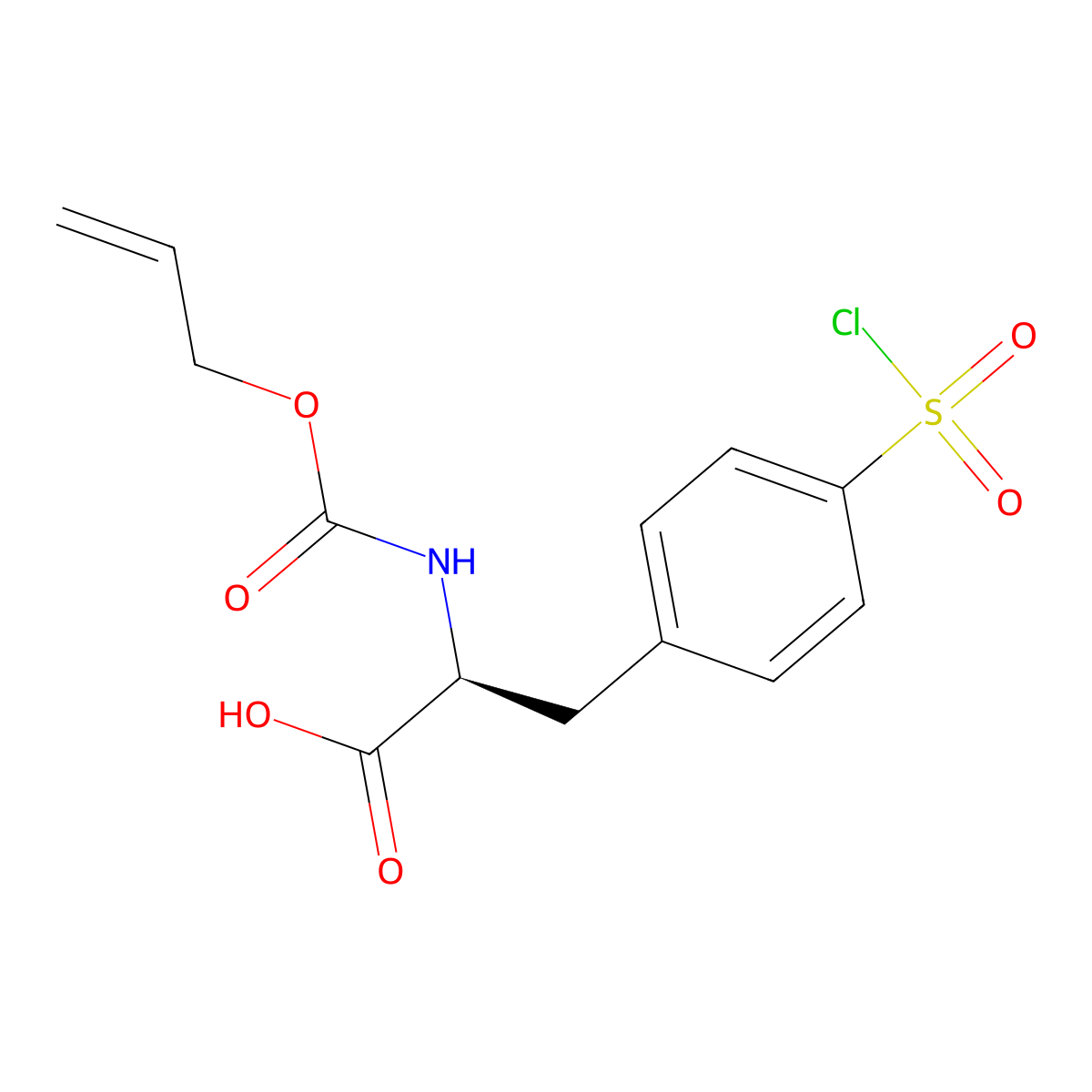 (2S)-3-[4-(chlorosulfonyl)phenyl]-2-{[(prop-2-en-1-yloxy)carbonyl]amino}propanoic acid molecular structure, CAS 2913176-99-3