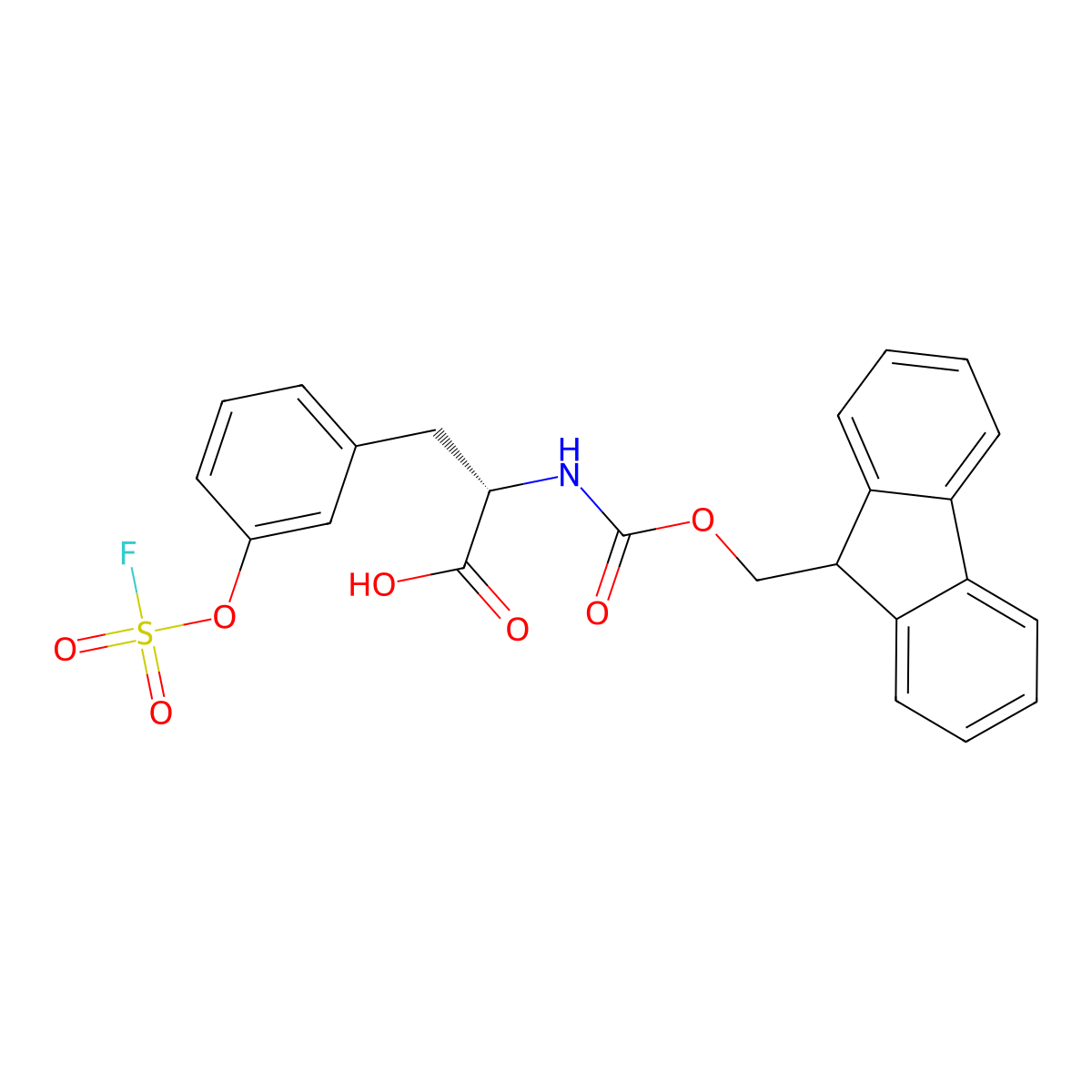 (S)-2-((((9H-Fluoren-9-yl)methoxy)carbonyl)amino)-3-(3-((fluorosulfonyl)oxy)phenyl)propanoic acid molecular structure, CAS 2913177-03-2