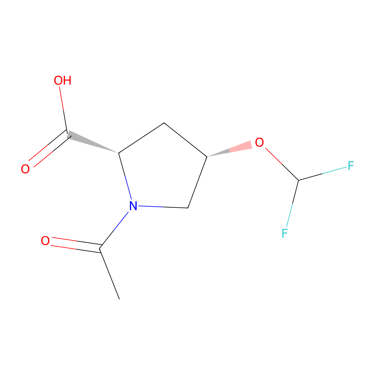 (2S,4S)-1-acetyl-4-(difluoromethoxy)pyrrolidine-2-carboxylic acid molecular structure, CAS 2913177-04-3