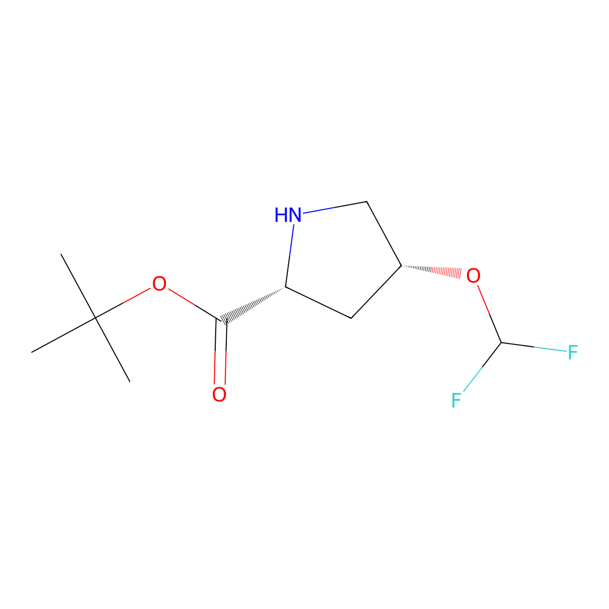 tert-butyl (2R,4R)-4-(difluoromethoxy)pyrrolidine-2-carboxylate molecular structure, CAS 2913177-18-9