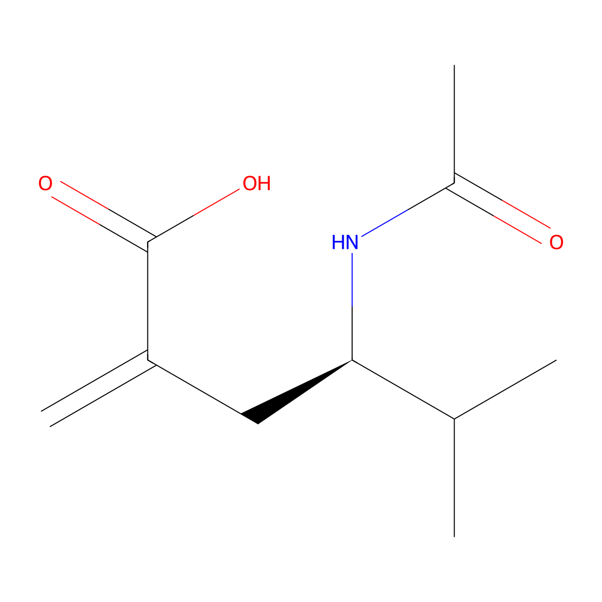 (4R)-4-acetamido-5-methyl-2-methylidenehexanoic acid molecular structure, CAS 2913177-19-0