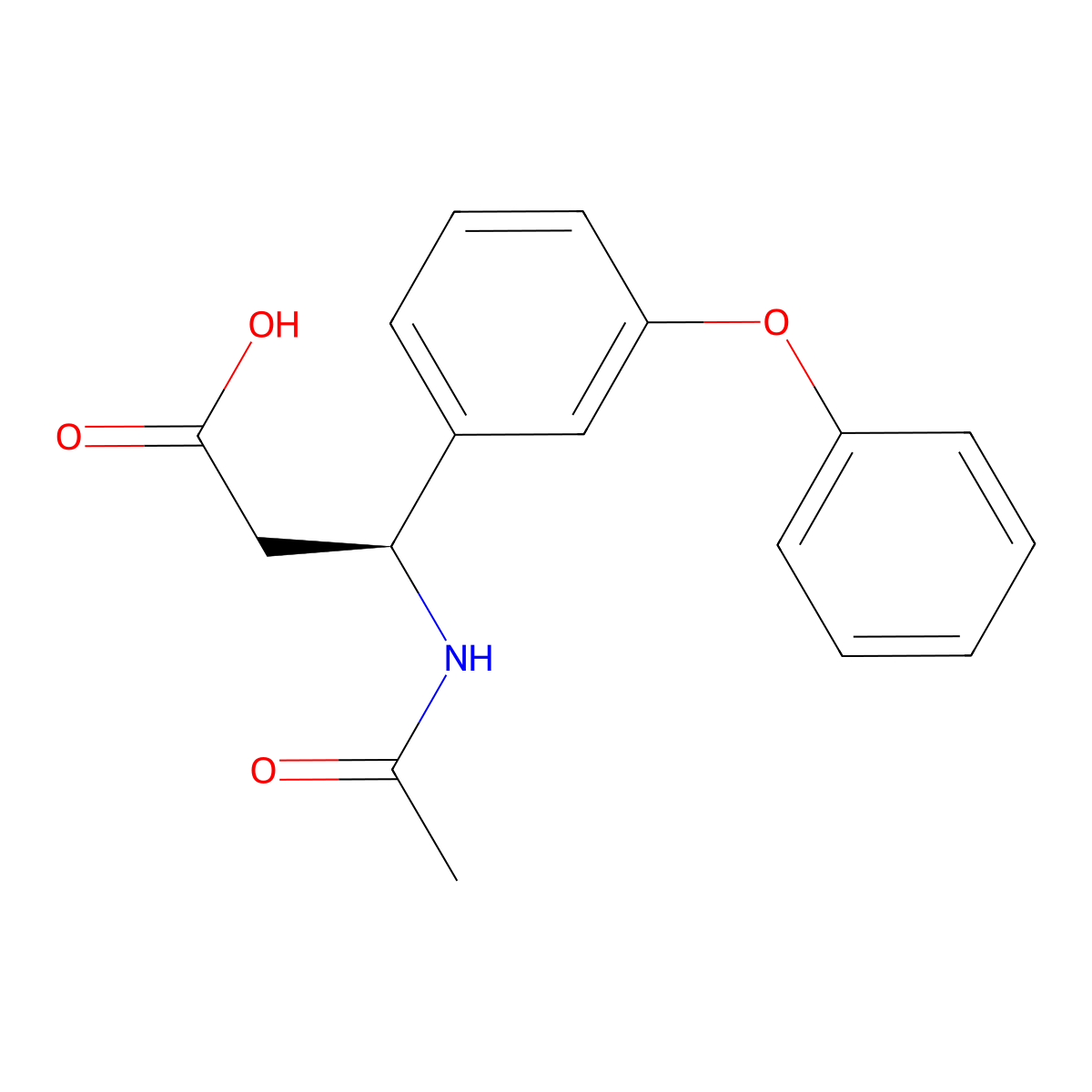 (3S)-3-acetamido-3-(3-phenoxyphenyl)propanoic acid molecular structure, CAS 2913177-24-7