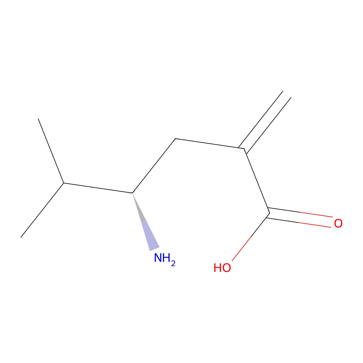(4S)-4-amino-5-methyl-2-methylidenehexanoic acid molecular structure, CAS 2913177-35-0