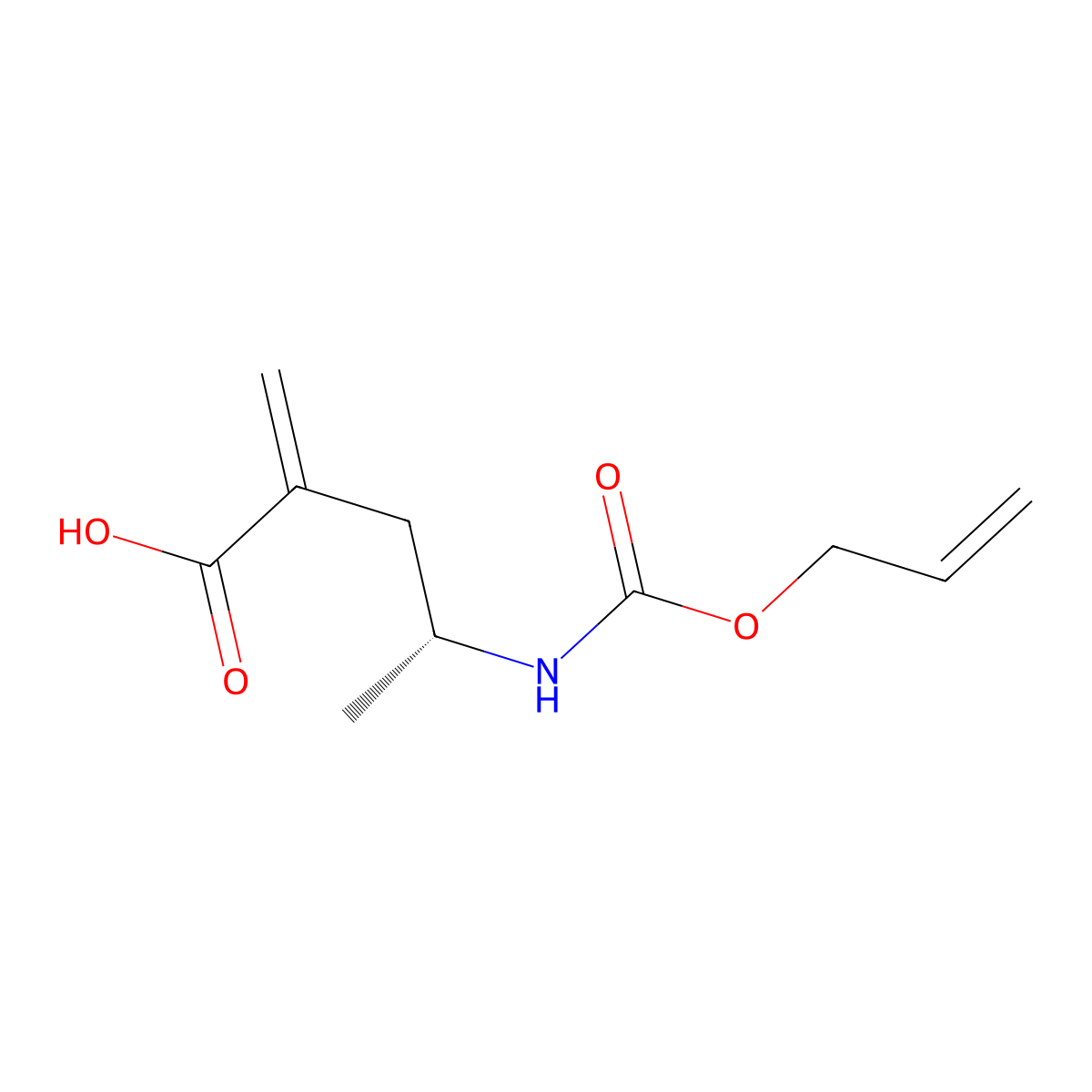 (4R)-2-methylidene-4-{[(prop-2-en-1-yloxy)carbonyl]amino}pentanoic acid molecular structure, CAS 2913177-46-3