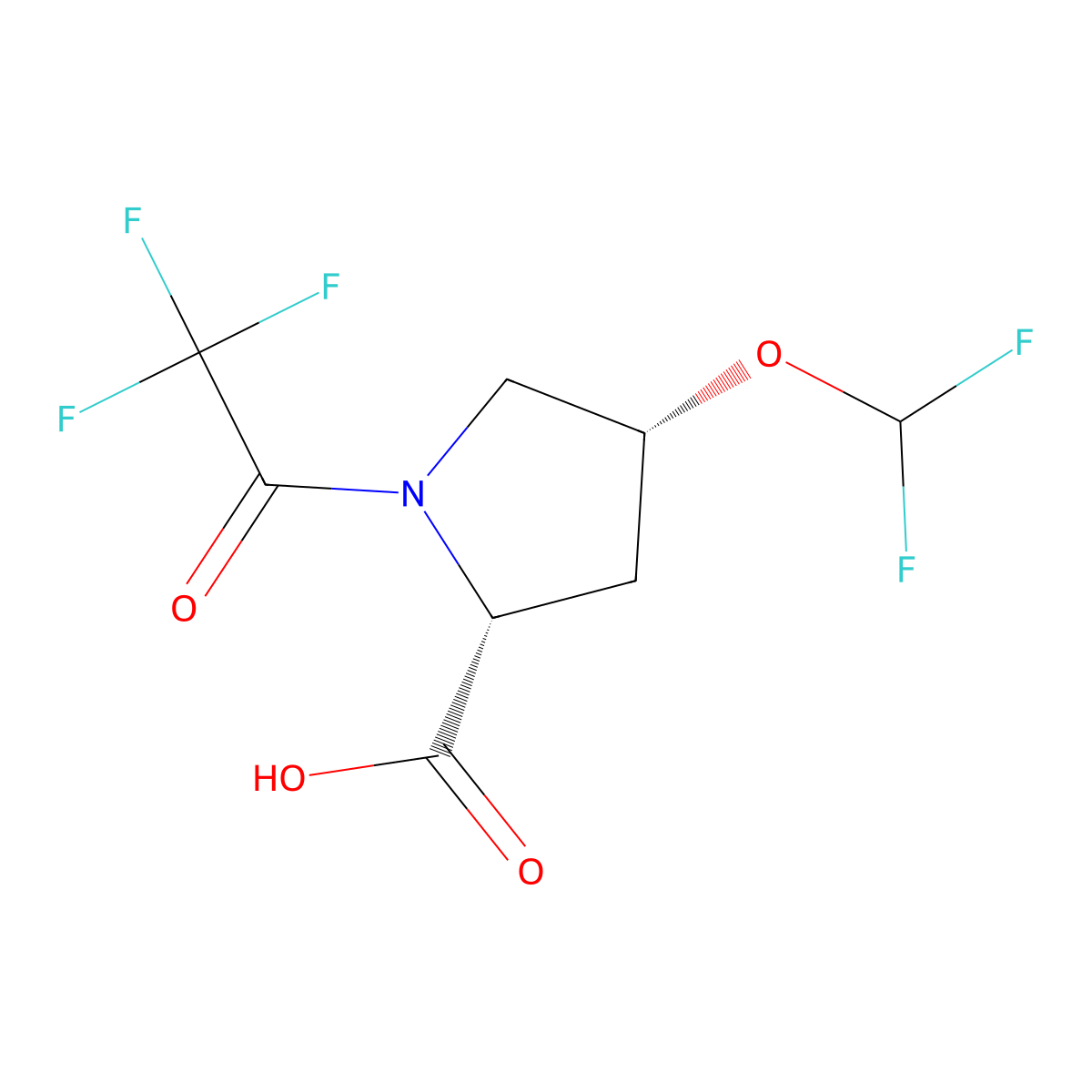 (2R,4R)-4-(difluoromethoxy)-1-(2,2,2-trifluoroacetyl)pyrrolidine-2-carboxylic acid molecular structure, CAS 2913177-49-6
