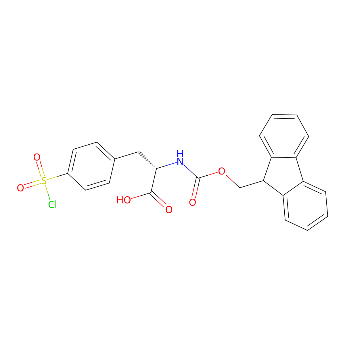 (2S)-3-[4-(chlorosulfonyl)phenyl]-2-({[(9H-fluoren-9-yl)methoxy]carbonyl}amino)propanoic acid molecular structure, CAS 2913177-52-1