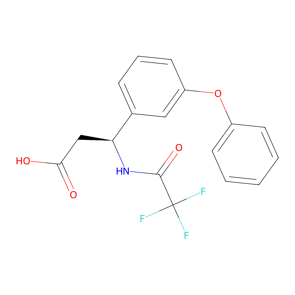 (3S)-3-(3-phenoxyphenyl)-3-(2,2,2-trifluoroacetamido)propanoic acid molecular structure, CAS 2913177-66-7