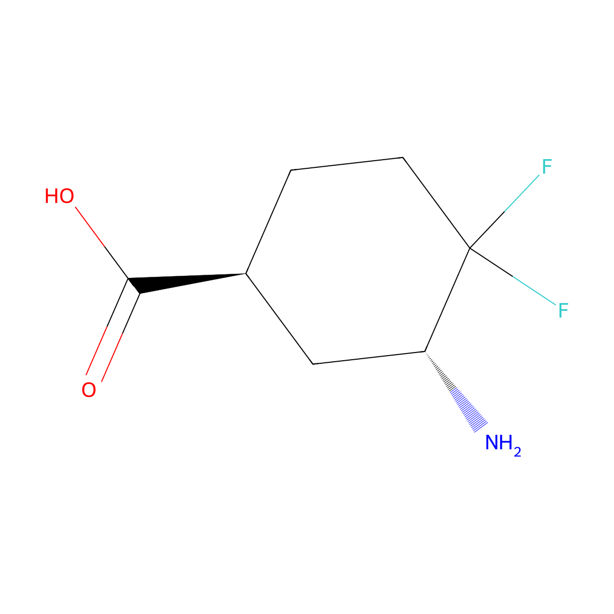 (1S,3R)-3-amino-4,4-difluorocyclohexane-1-carboxylic acid molecular structure, CAS 2913177-67-8