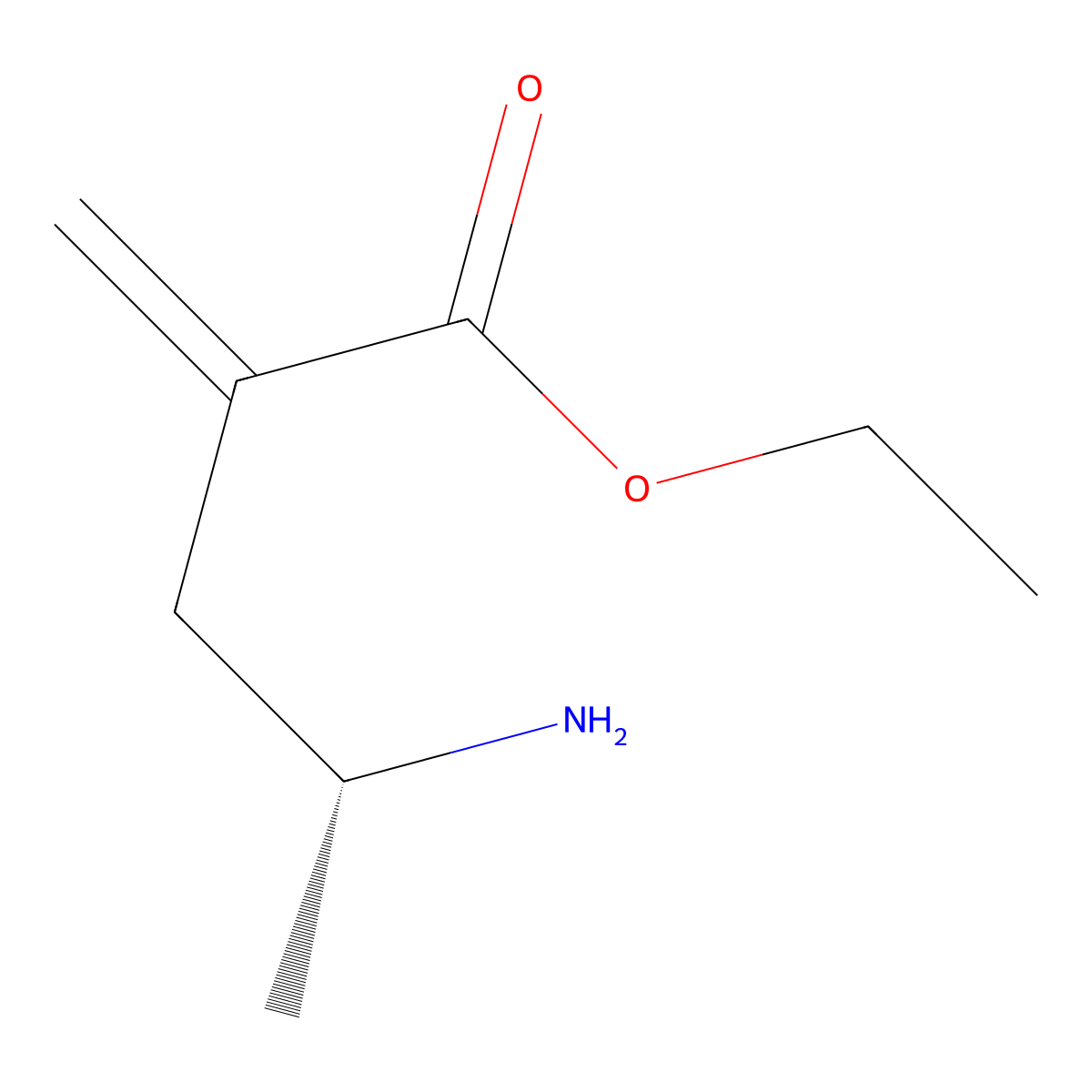ethyl (4R)-4-amino-2-methylidenepentanoate molecular structure, CAS 2913177-75-8