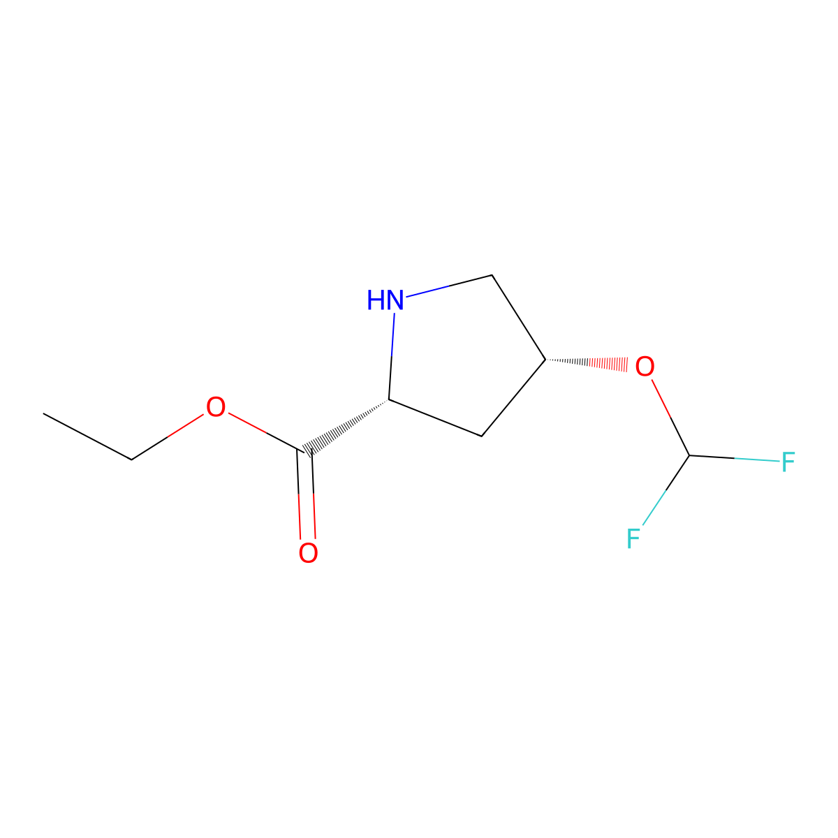 ethyl (2R,4R)-4-(difluoromethoxy)pyrrolidine-2-carboxylate molecular structure, CAS 2913180-54-6