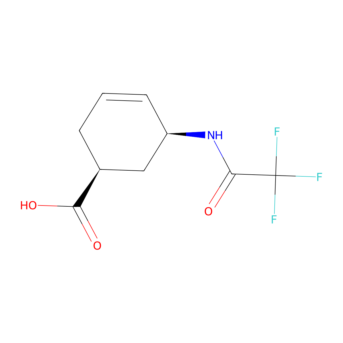 (1S,5S)-5-(2,2,2-trifluoroacetamido)cyclohex-3-ene-1-carboxylic acid molecular structure, CAS 2913180-61-5