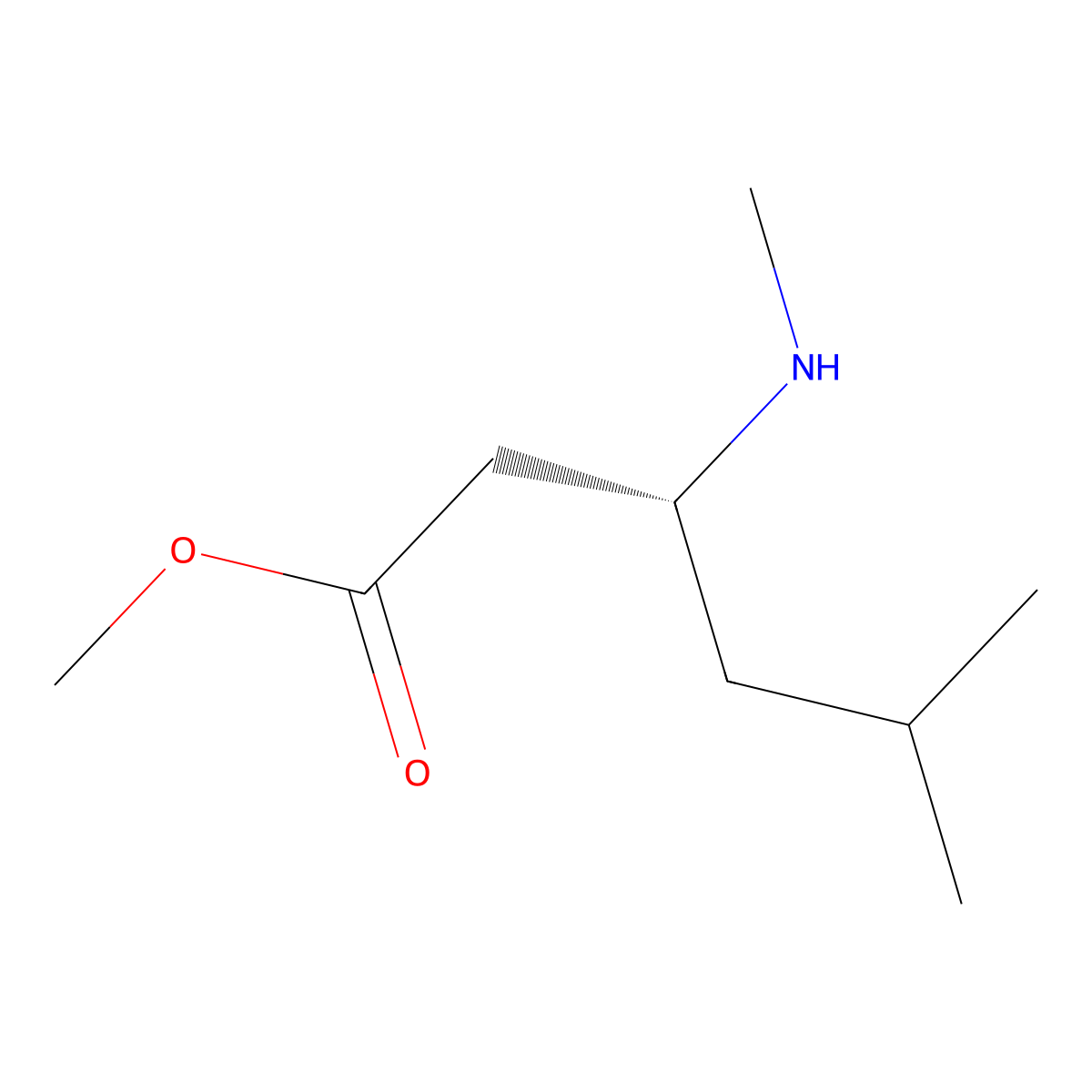 methyl (3R)-5-methyl-3-(methylamino)hexanoate molecular structure, CAS 2913180-75-1