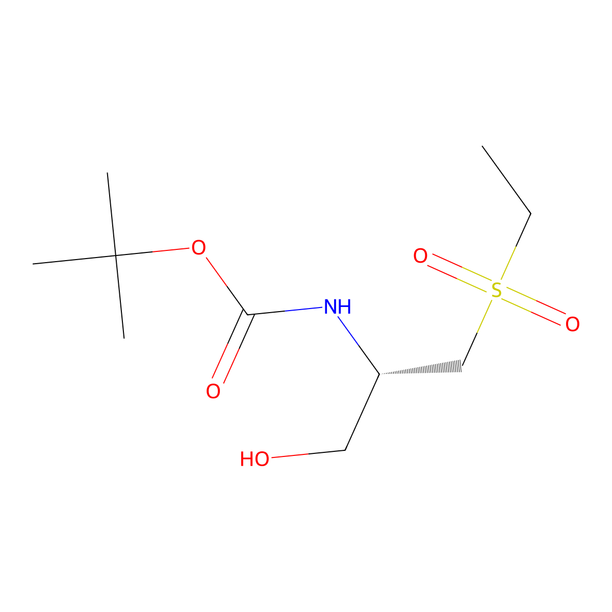 tert-butyl N-[(2S)-1-(ethanesulfonyl)-3-hydroxypropan-2-yl]carbamate molecular structure, CAS 2913180-78-4