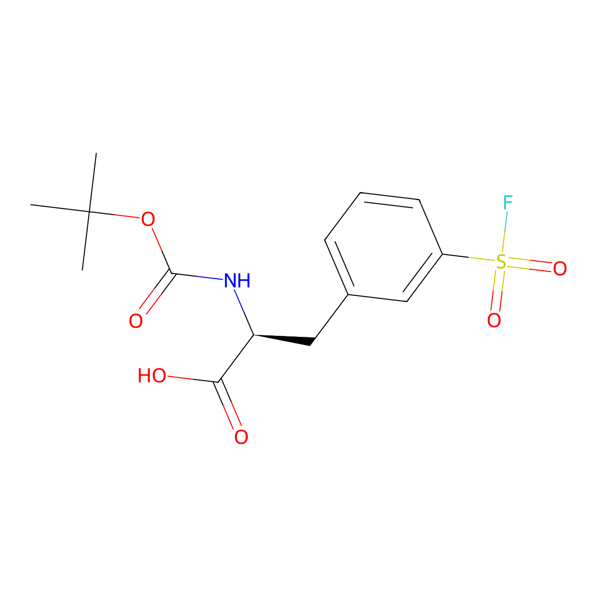 (2S)-2-{[(tert-butoxy)carbonyl]amino}-3-[3-(fluorosulfonyl)phenyl]propanoic acid molecular structure, CAS 2913180-81-9