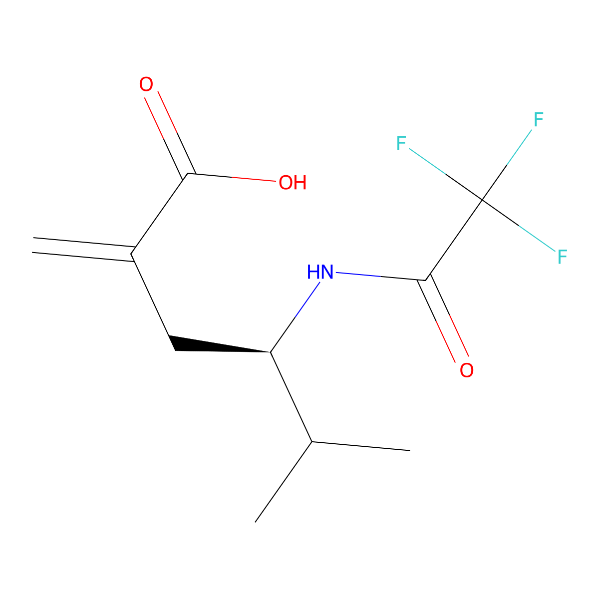 (4R)-5-methyl-2-methylidene-4-(2,2,2-trifluoroacetamido)hexanoic acid molecular structure, CAS 2913180-88-6