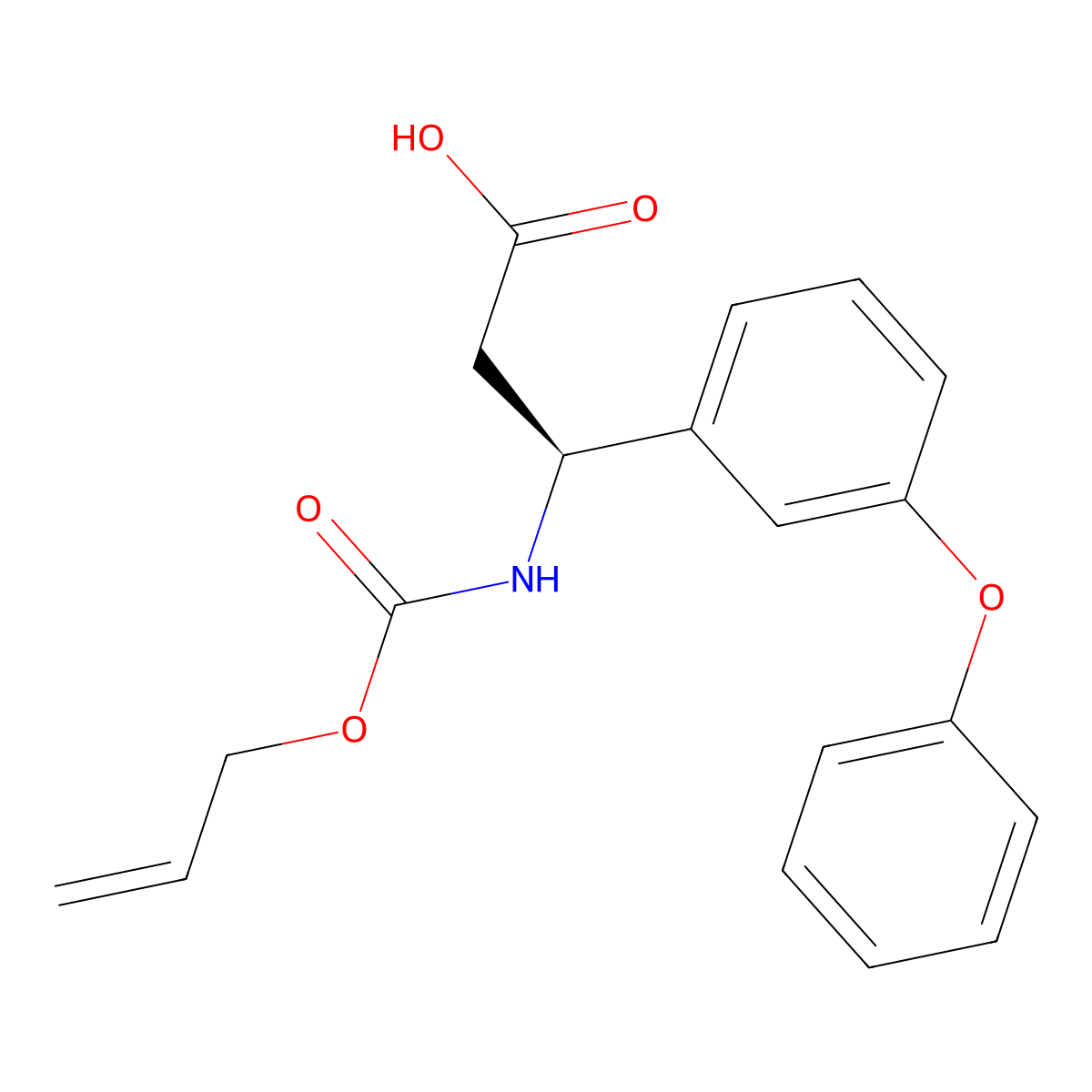 (3S)-3-(3-phenoxyphenyl)-3-{[(prop-2-en-1-yloxy)carbonyl]amino}propanoic acid molecular structure, CAS 2913181-05-0