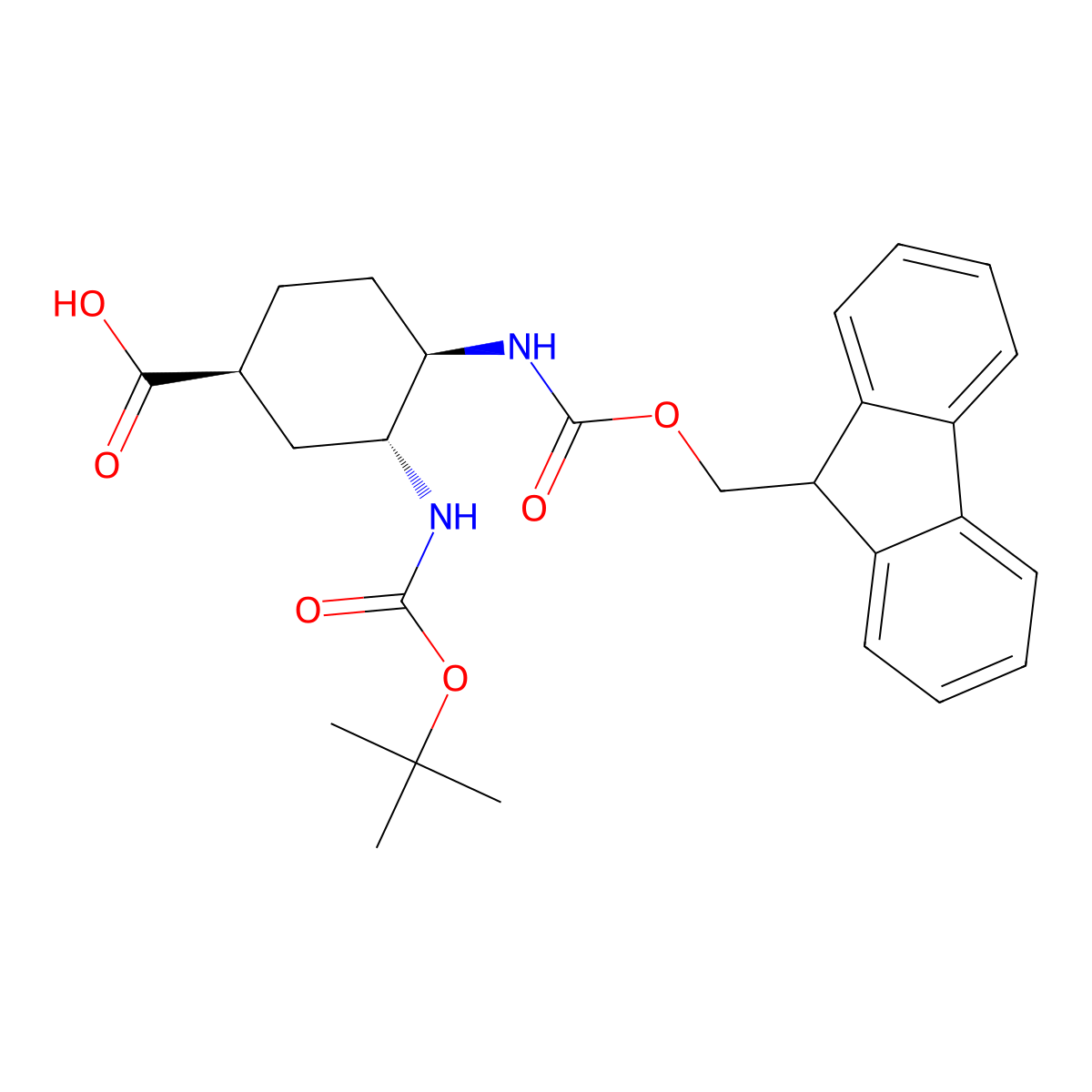 (1S,3R,4R)-3-{[(tert-butoxy)carbonyl]amino}-4-({[(9H-fluoren-9-yl)methoxy]carbonyl}amino)cyclohexane-1-carboxylic acid molecular structure, CAS 2913181-07-2