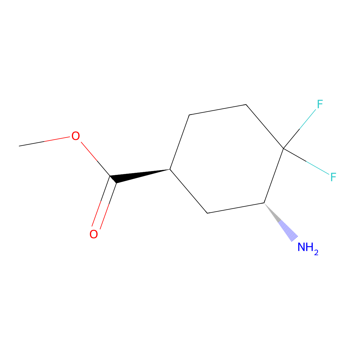 methyl (1S,3R)-3-amino-4,4-difluorocyclohexane-1-carboxylate molecular structure, CAS 2913181-14-1