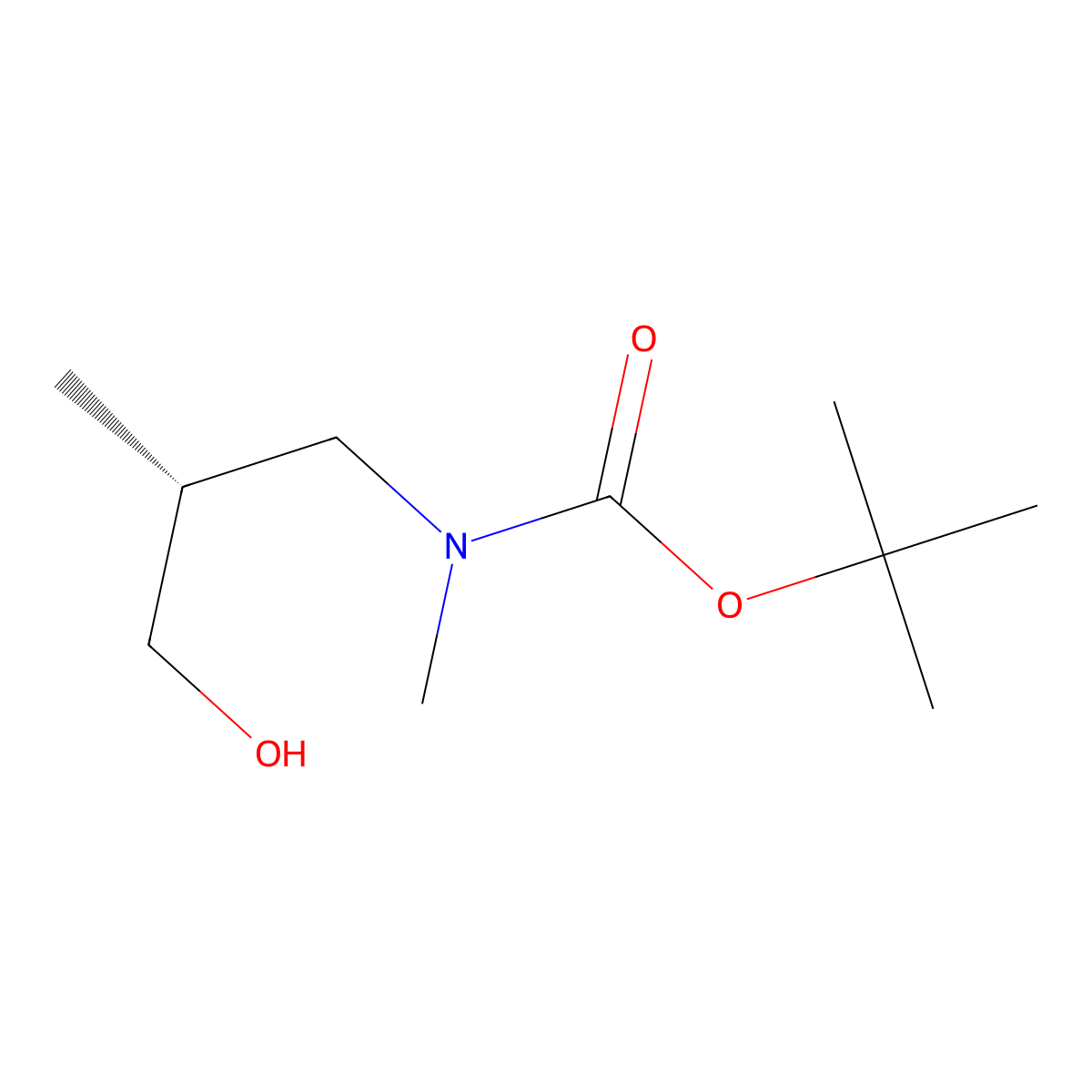 tert-butyl N-[(2R)-3-hydroxy-2-methylpropyl]-N-methylcarbamate molecular structure, CAS 2913181-21-0