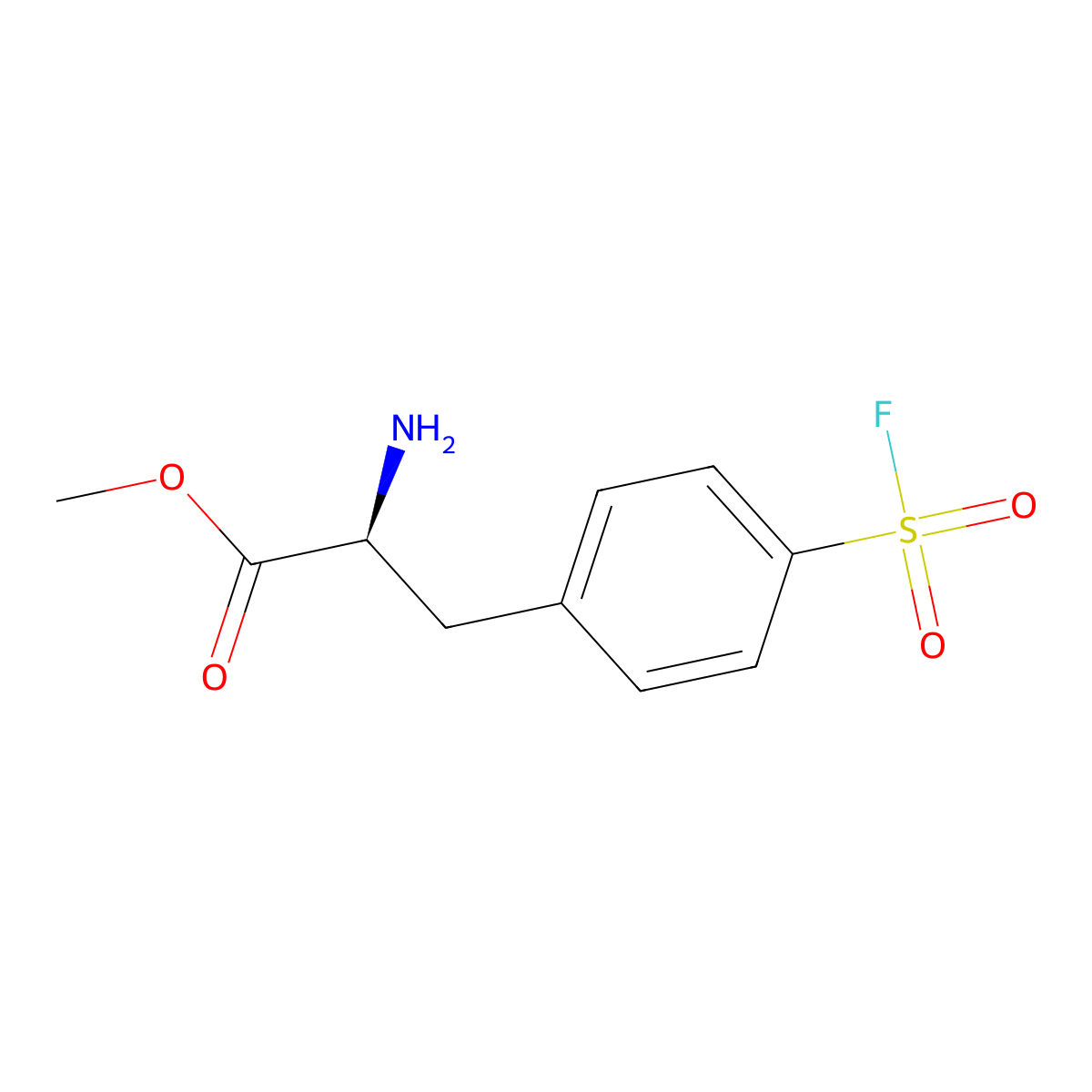 methyl (2S)-2-amino-3-[4-(fluorosulfonyl)phenyl]propanoate molecular structure, CAS 2913181-23-2