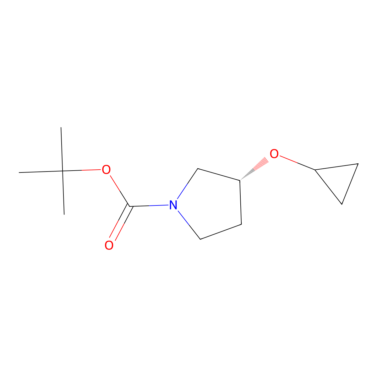 tert-butyl (3R)-3-cyclopropoxypyrrolidine-1-carboxylate molecular structure, CAS 2913181-52-7