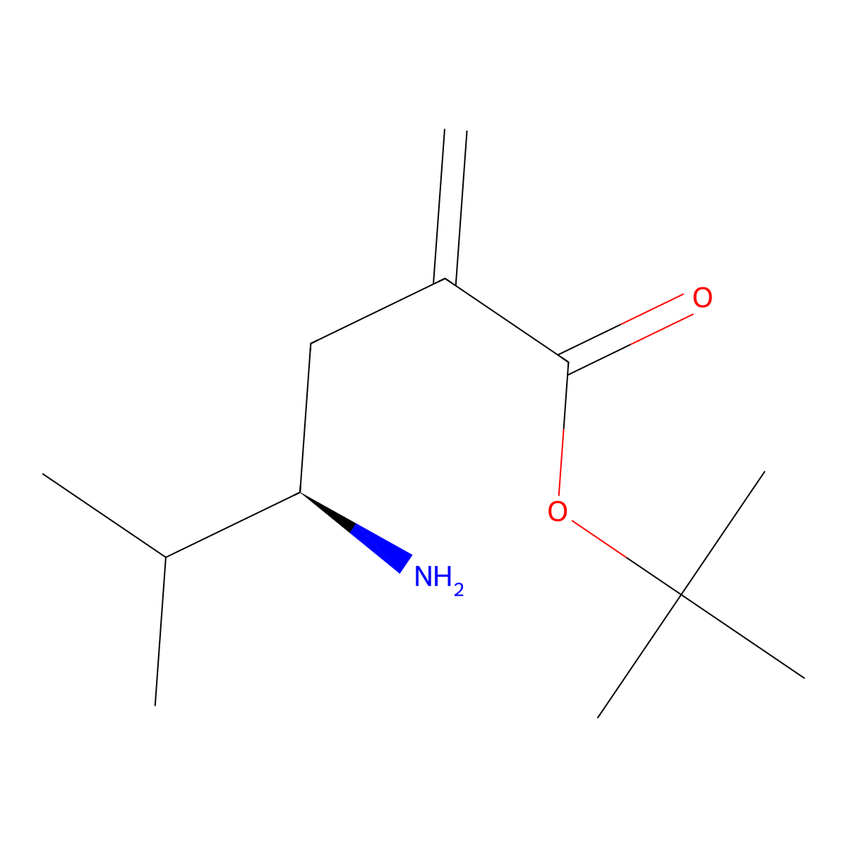 tert-butyl (4R)-4-amino-5-methyl-2-methylidenehexanoate molecular structure, CAS 2913181-54-9