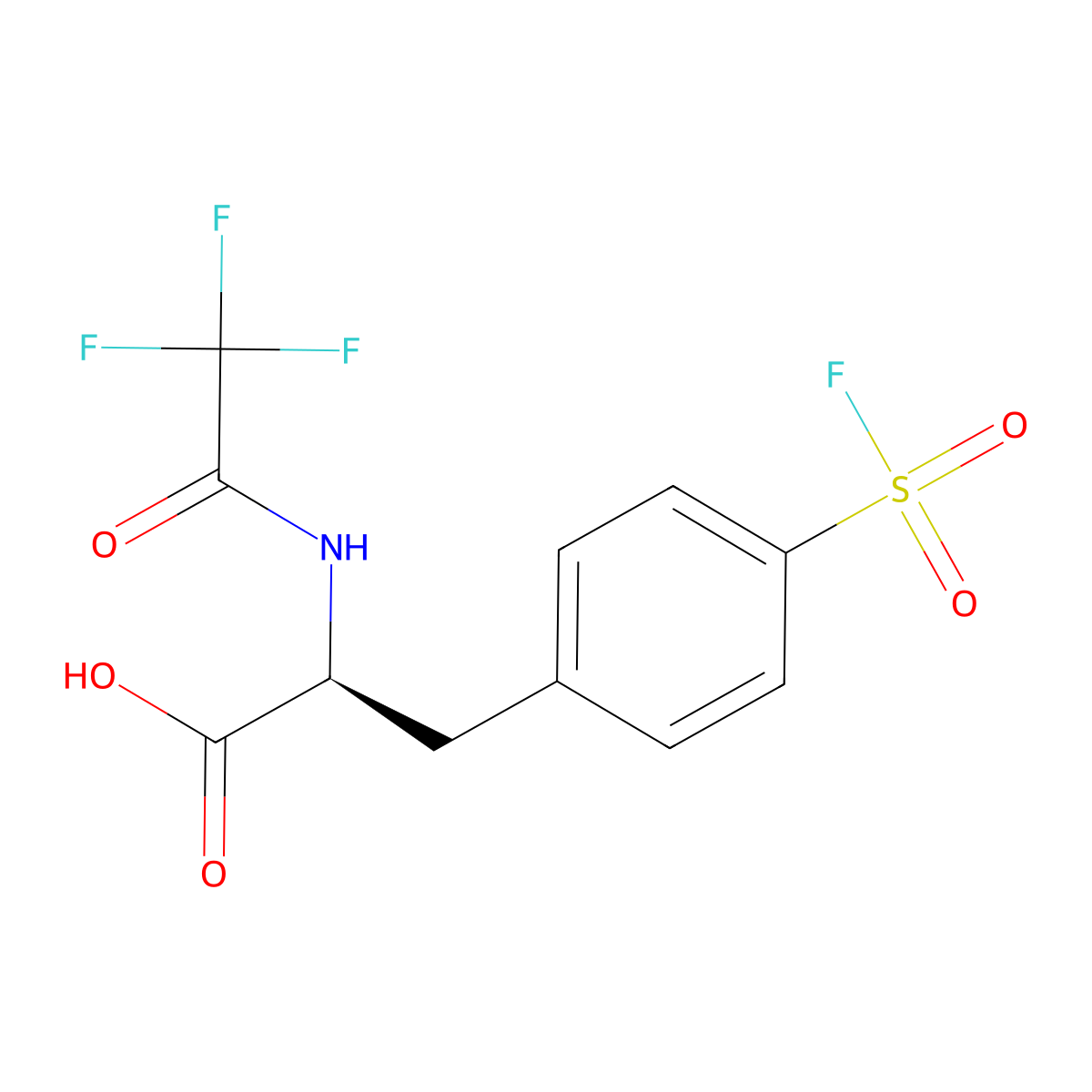 (2S)-3-[4-(fluorosulfonyl)phenyl]-2-(2,2,2-trifluoroacetamido)propanoic acid molecular structure, CAS 2913181-69-6