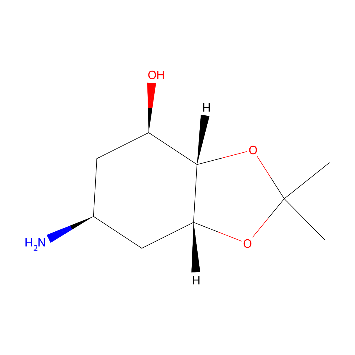 (3aS,4R,6S,7aR)-6-amino-2,2-dimethyl-hexahydro-1,3-dioxaindan-4-ol molecular structure, CAS 2913181-86-7