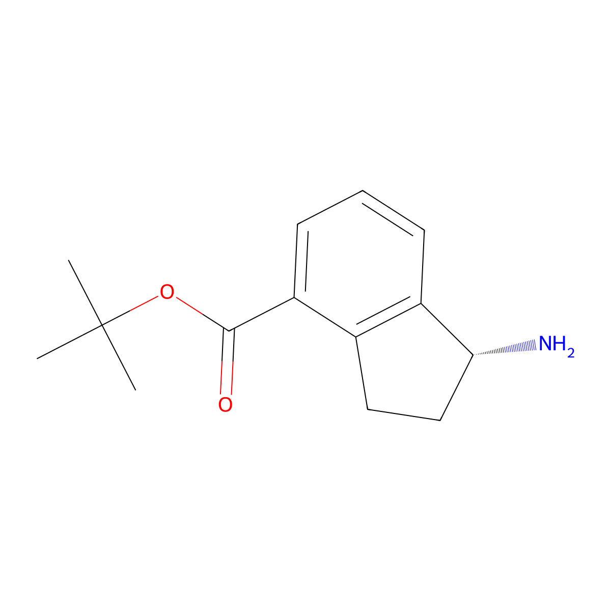 tert-butyl (1R)-1-amino-2,3-dihydro-1H-indene-4-carboxylate molecular structure, CAS 2913181-93-6