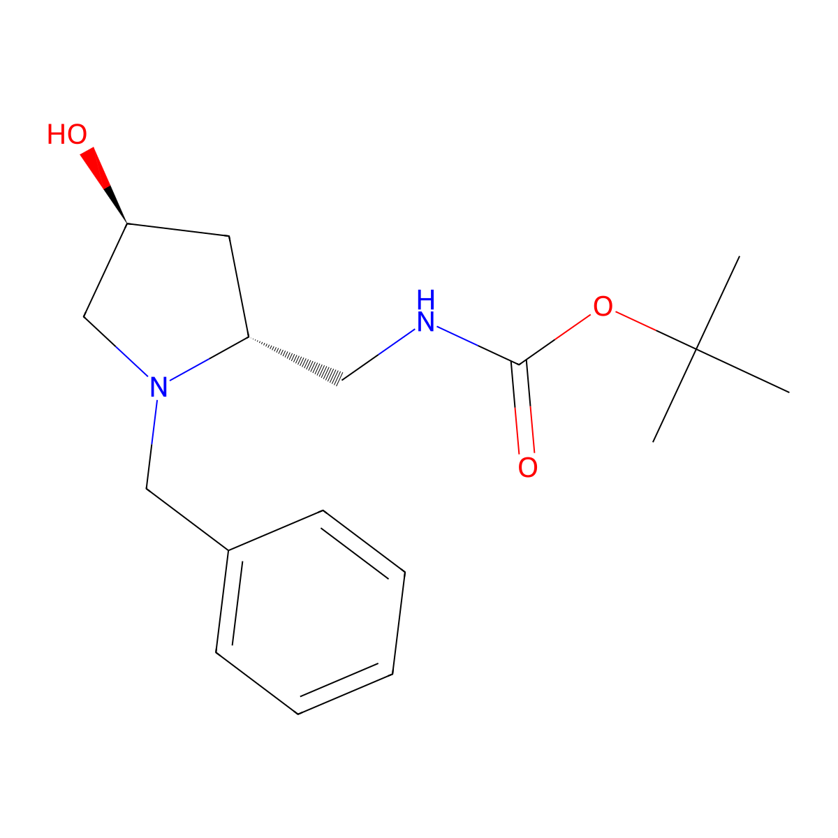 tert-butyl N-{[(2R,4S)-1-benzyl-4-hydroxypyrrolidin-2-yl]methyl}carbamate molecular structure, CAS 2913184-96-8