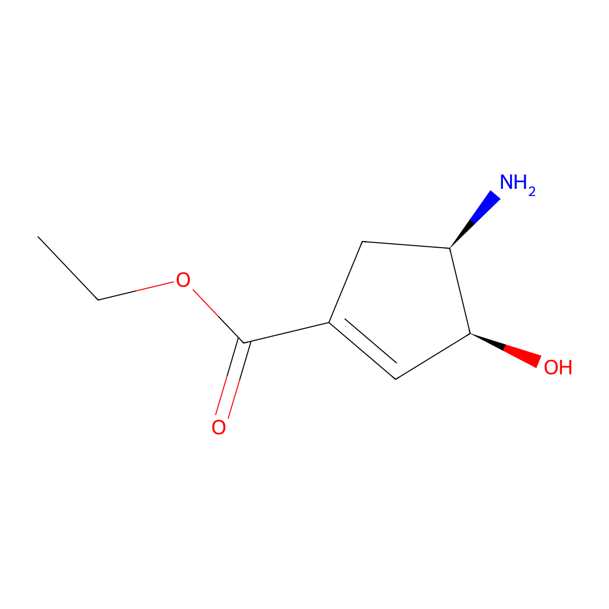 ethyl (3S,4R)-4-amino-3-hydroxycyclopent-1-ene-1-carboxylate molecular structure, CAS 2913185-01-8