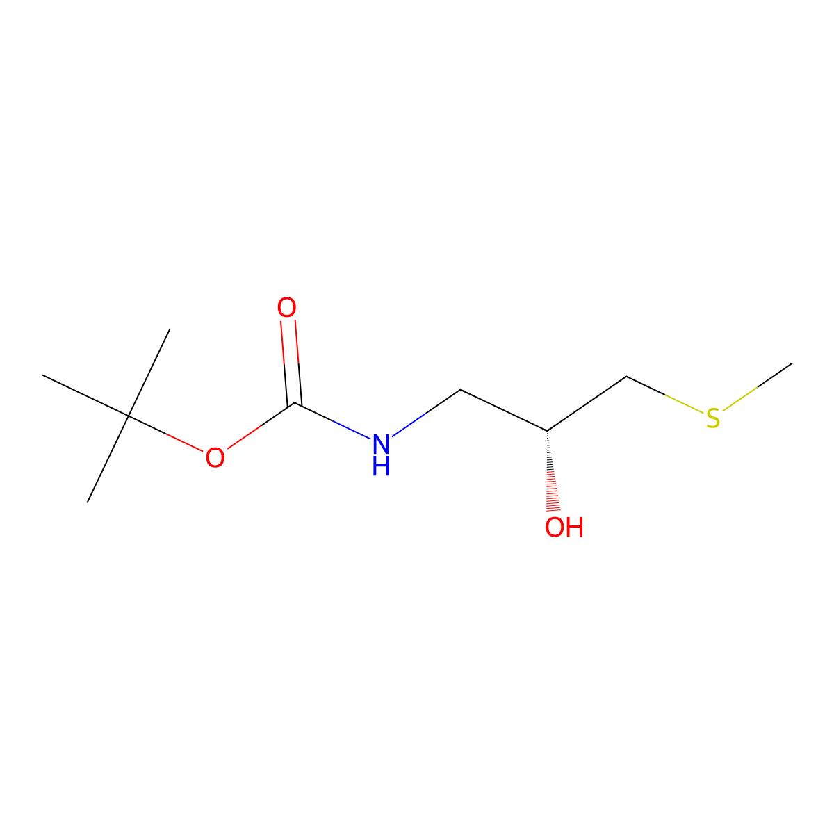 tert-butyl N-[(2R)-2-hydroxy-3-(methylsulfanyl)propyl]carbamate molecular structure, CAS 2913185-07-4