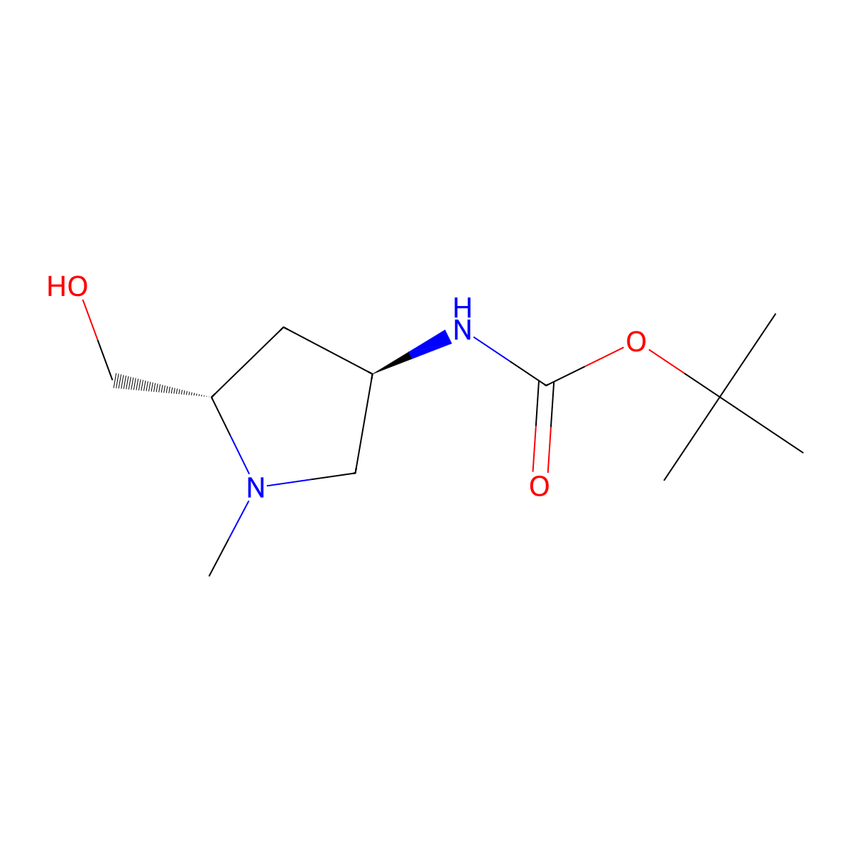 tert-butyl N-[(3R,5S)-5-(hydroxymethyl)-1-methylpyrrolidin-3-yl]carbamate molecular structure, CAS 2913185-20-1