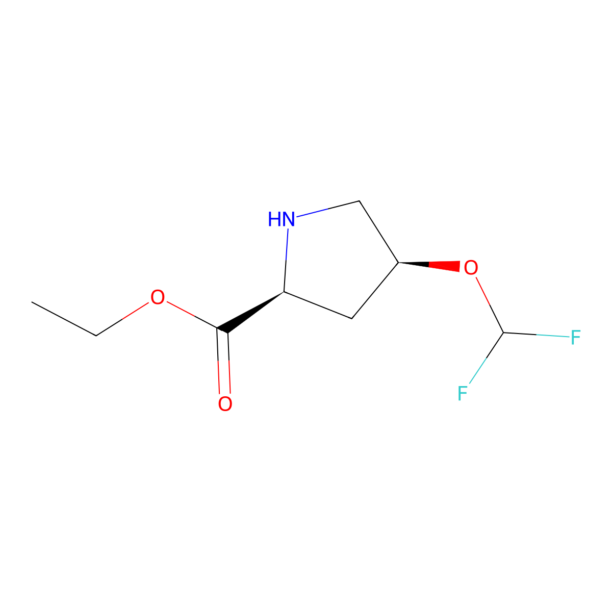 ethyl (2S,4S)-4-(difluoromethoxy)pyrrolidine-2-carboxylate molecular structure, CAS 2913185-22-3