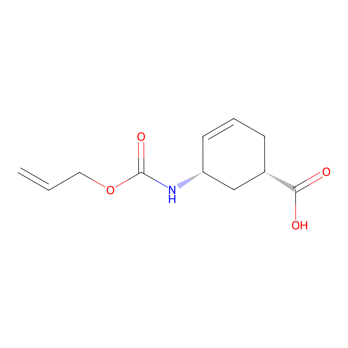 (1S,5S)-5-{[(prop-2-en-1-yloxy)carbonyl]amino}cyclohex-3-ene-1-carboxylic acid molecular structure, CAS 2913185-24-5