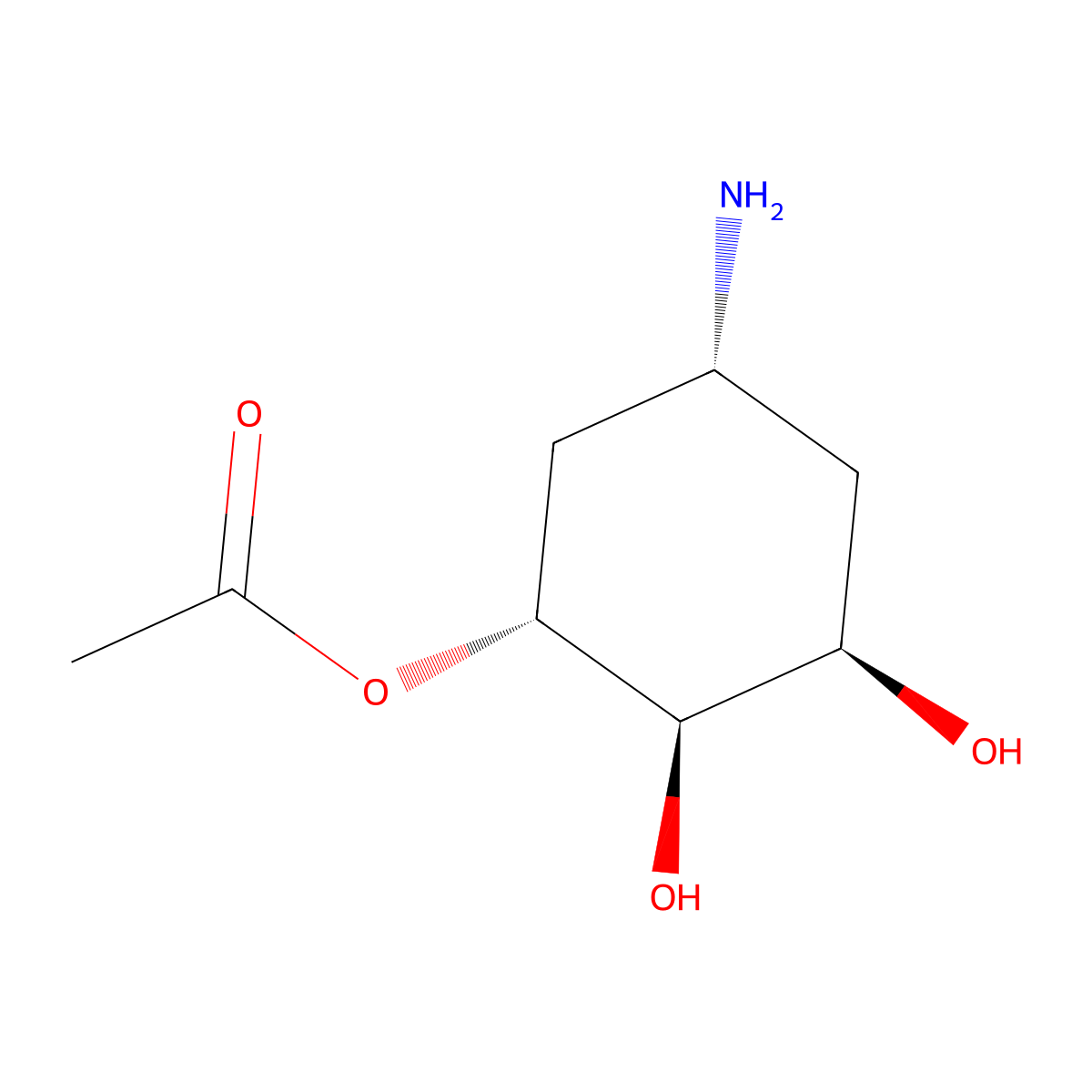 (1R,2R,3R,5R)-5-amino-2,3-dihydroxycyclohexyl acetate molecular structure, CAS 2913185-27-8