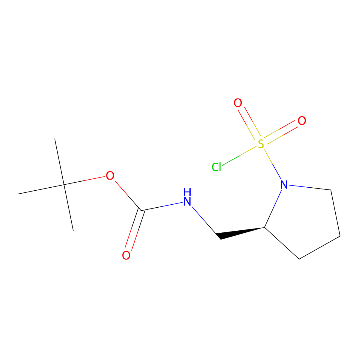 tert-butyl N-{[(2S)-1-(chlorosulfonyl)pyrrolidin-2-yl]methyl}carbamate molecular structure, CAS 2913185-29-0