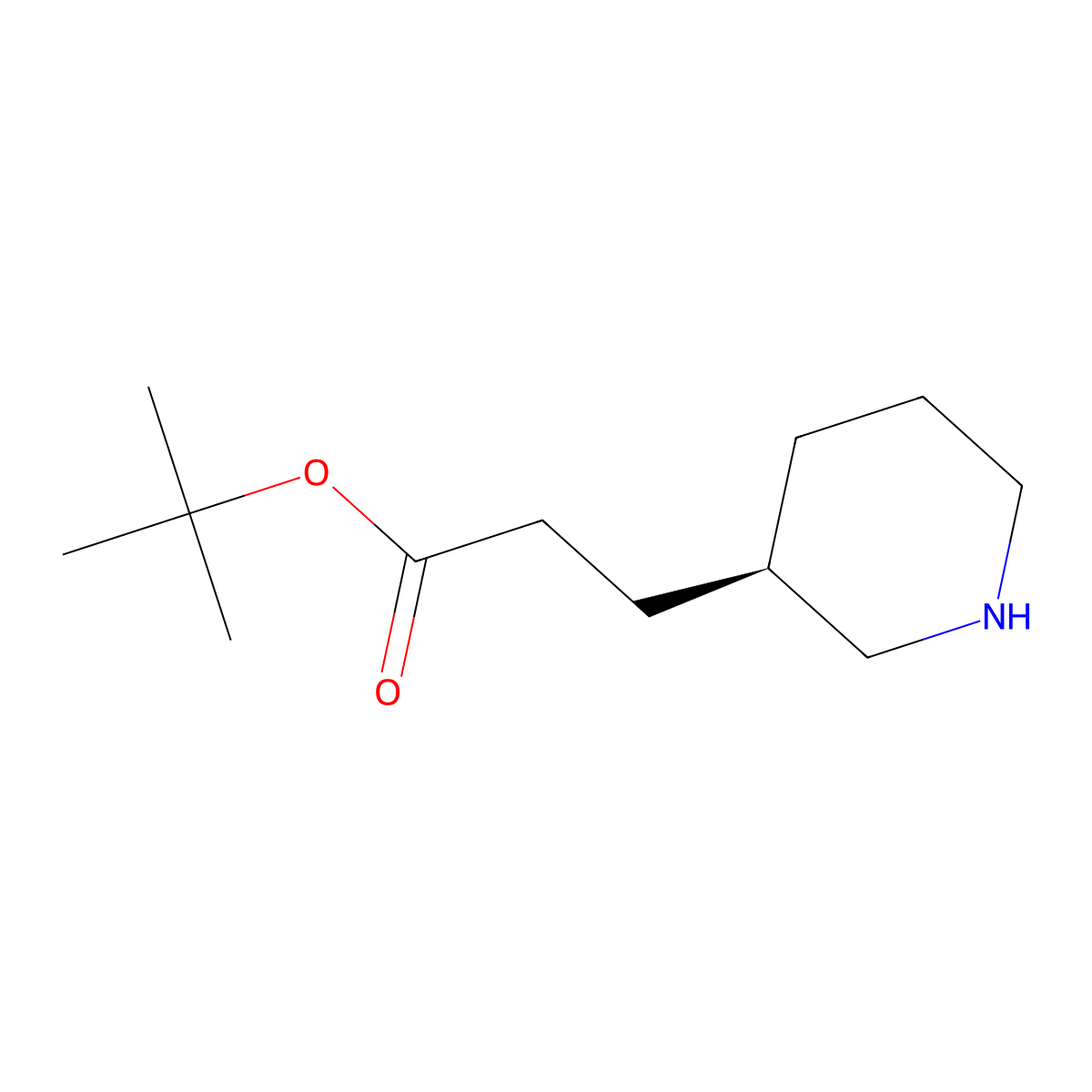 tert-butyl 3-[(3R)-piperidin-3-yl]propanoate molecular structure, CAS 2913185-30-3