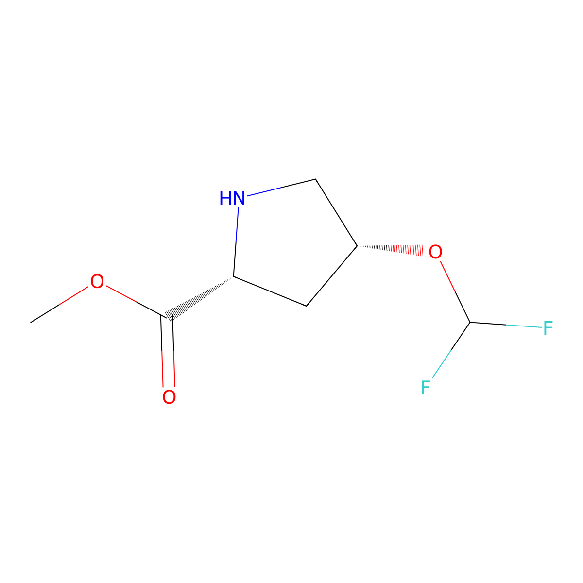 methyl (2R,4R)-4-(difluoromethoxy)pyrrolidine-2-carboxylate molecular structure, CAS 2913185-53-0
