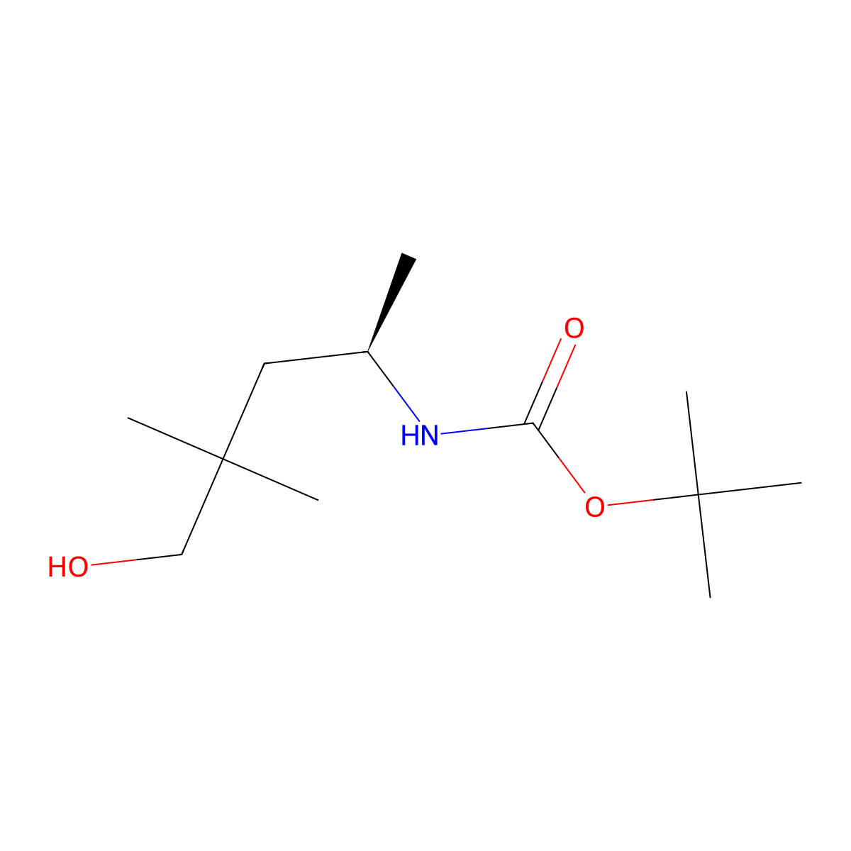 tert-butyl N-[(2R)-5-hydroxy-4,4-dimethylpentan-2-yl]carbamate molecular structure, CAS 2913185-58-5