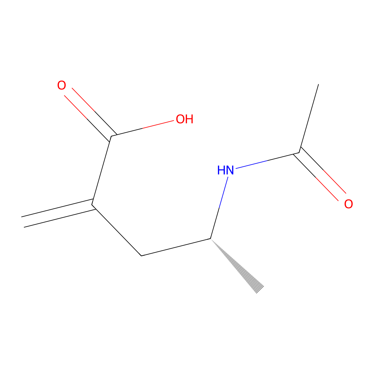 (4R)-4-acetamido-2-methylidenepentanoic acid molecular structure, CAS 2913185-64-3