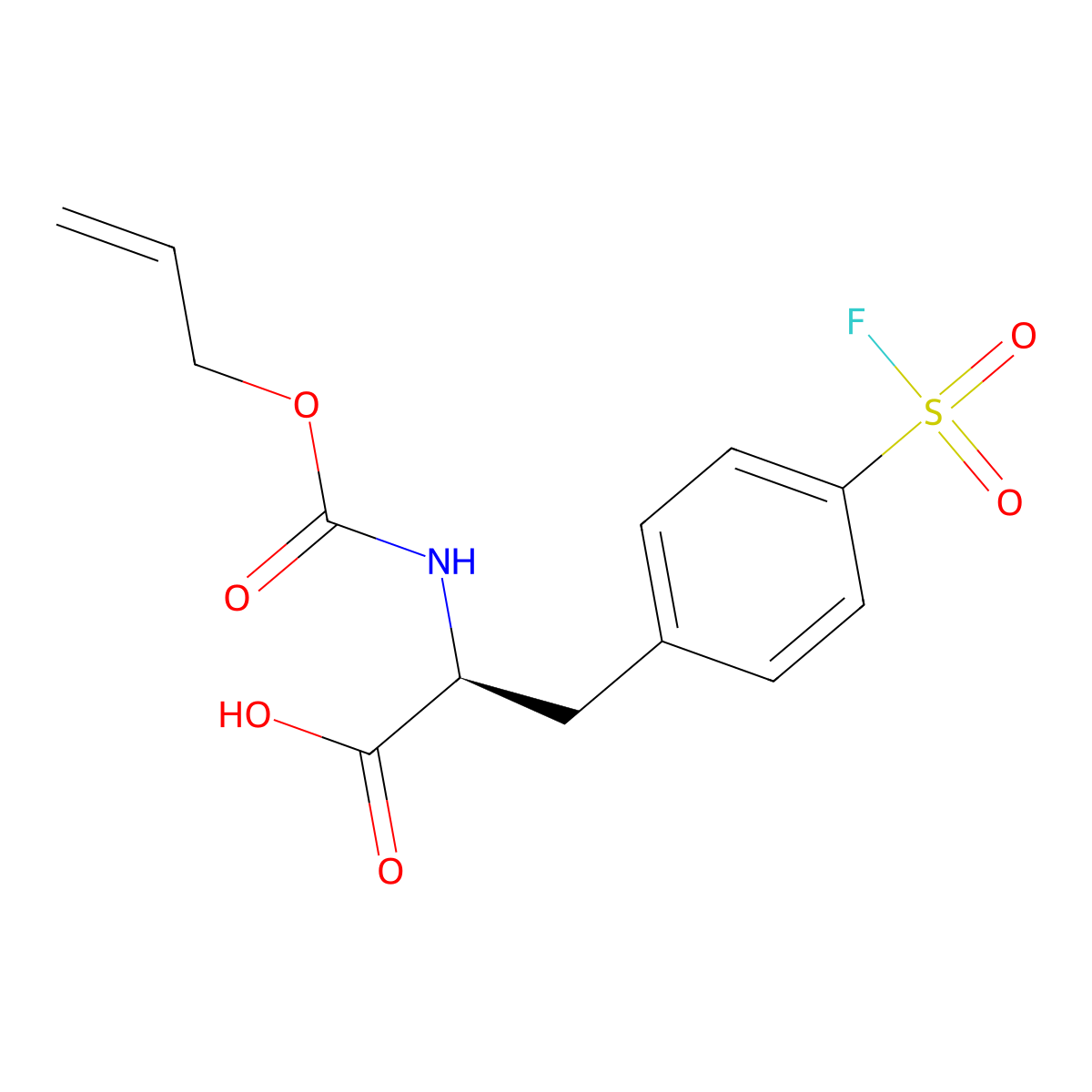 (2S)-3-[4-(fluorosulfonyl)phenyl]-2-{[(prop-2-en-1-yloxy)carbonyl]amino}propanoic acid molecular structure, CAS 2913185-68-7
