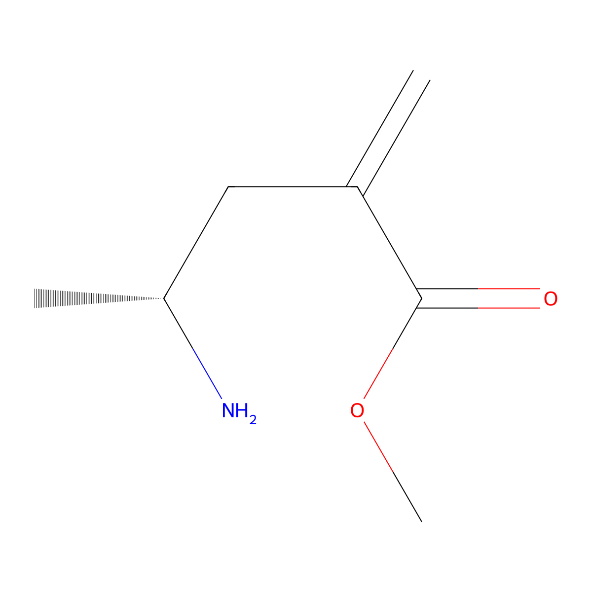 methyl (4R)-4-amino-2-methylidenepentanoate molecular structure, CAS 2913185-75-6