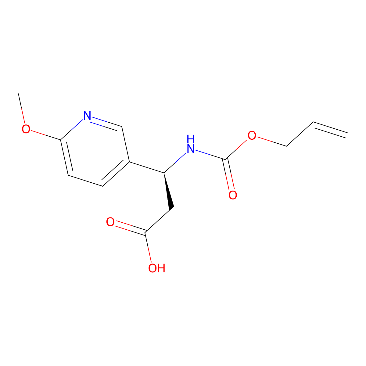 (3S)-3-(6-methoxypyridin-3-yl)-3-{[(prop-2-en-1-yloxy)carbonyl]amino}propanoic acid molecular structure, CAS 2913185-79-0