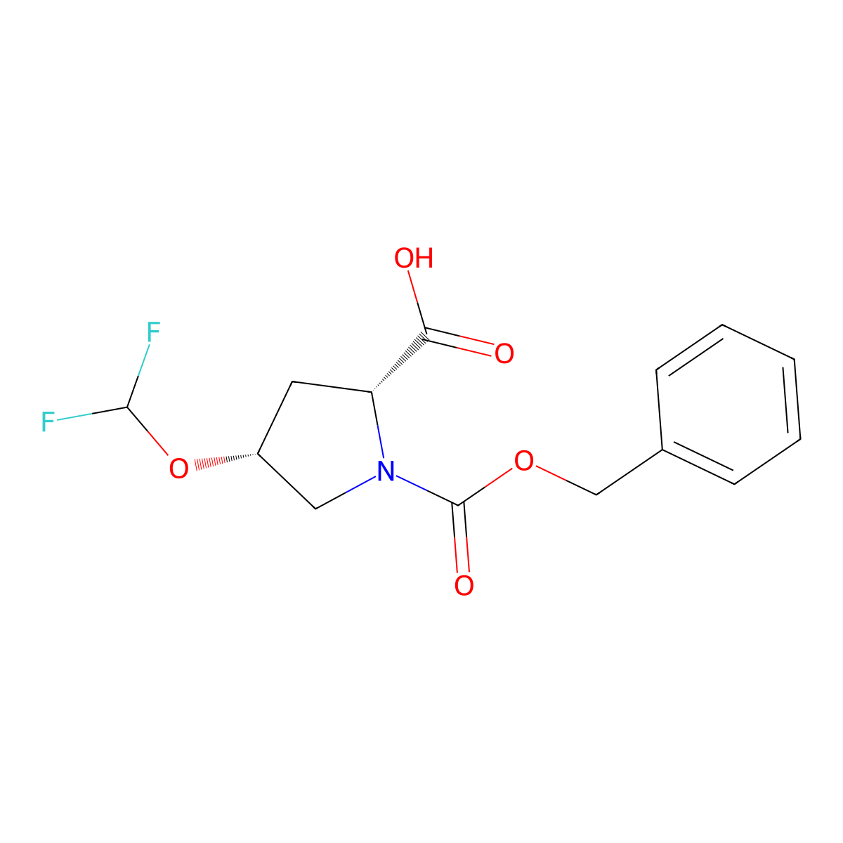 (2R,4R)-1-[(benzyloxy)carbonyl]-4-(difluoromethoxy)pyrrolidine-2-carboxylic acid molecular structure, CAS 2913185-84-7