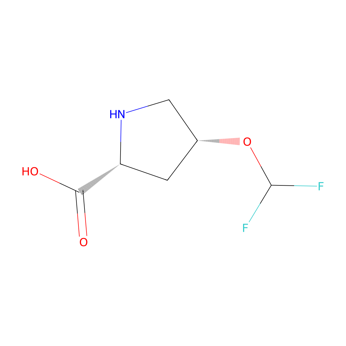 (2R,4R)-4-(difluoromethoxy)pyrrolidine-2-carboxylic acid molecular structure, CAS 2913185-90-5