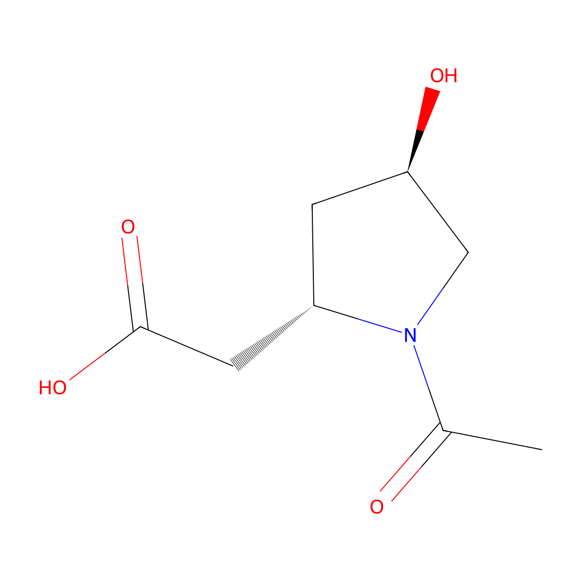 2-[(2S,4R)-1-acetyl-4-hydroxypyrrolidin-2-yl]acetic acid molecular structure, CAS 2913186-06-6