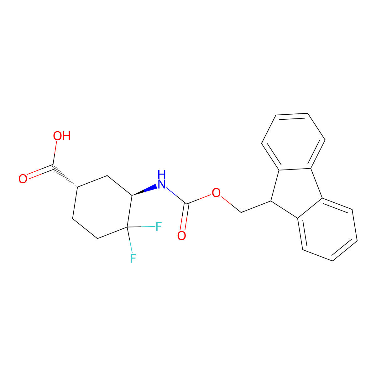 (1S,3R)-3-({[(9H-fluoren-9-yl)methoxy]carbonyl}amino)-4,4-difluorocyclohexane-1-carboxylic acid molecular structure, CAS 2913186-08-8