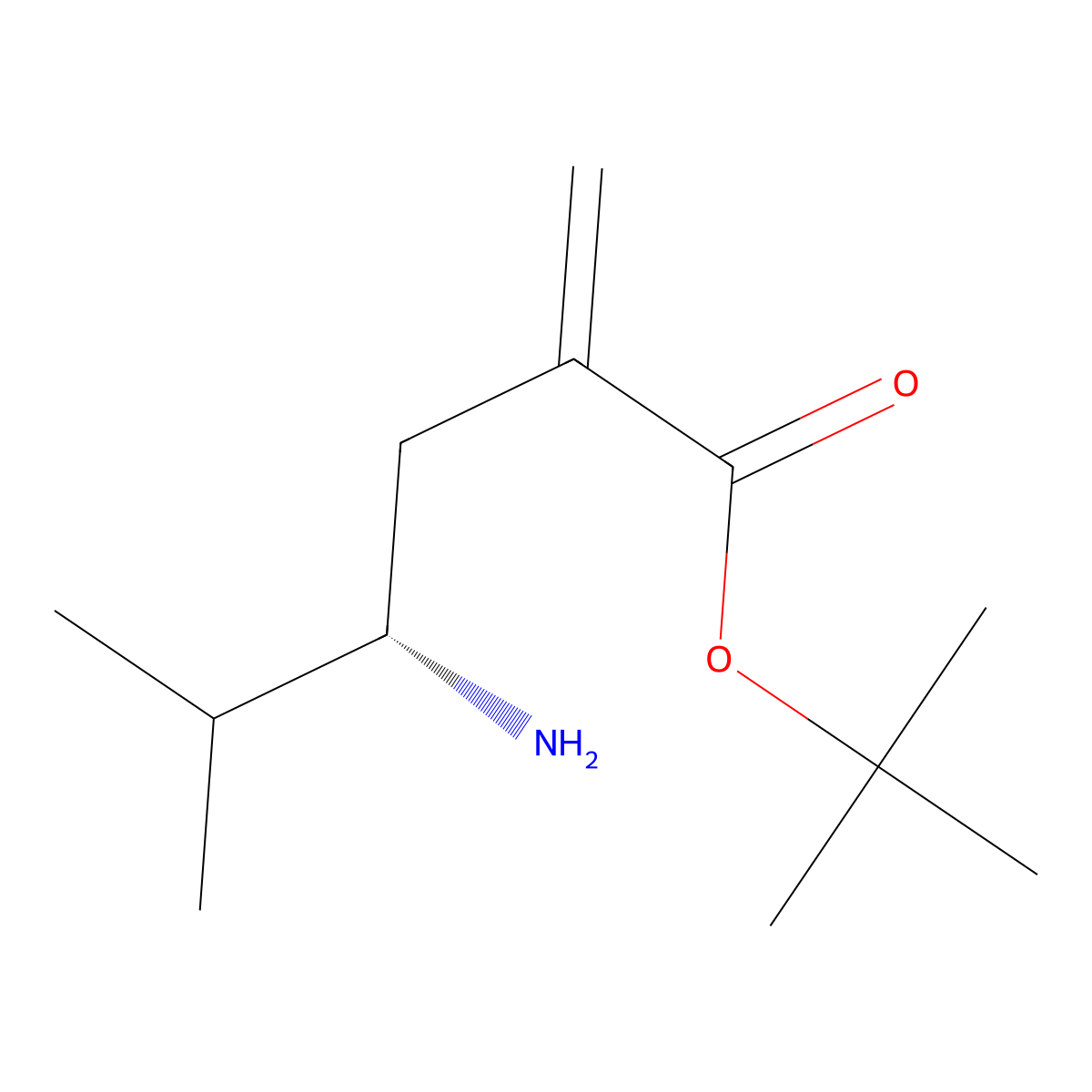 tert-butyl (4S)-4-amino-5-methyl-2-methylidenehexanoate molecular structure, CAS 2913186-14-6